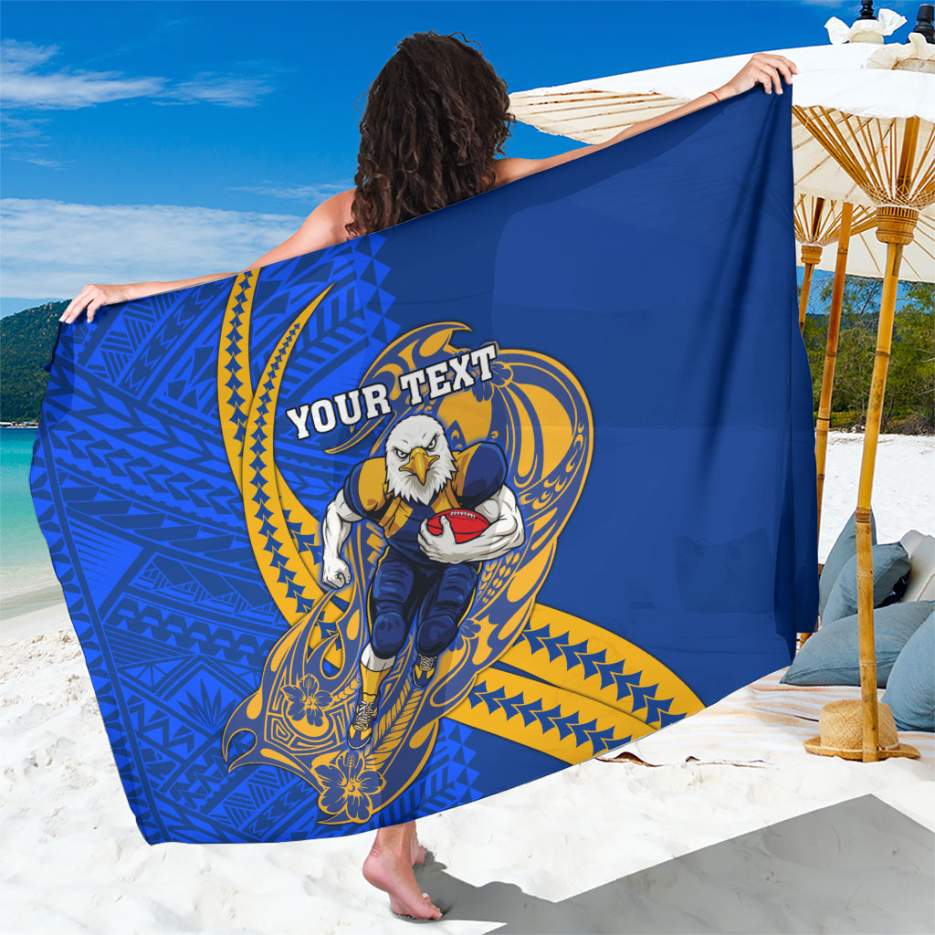 Personalized West Coast Eagles Sarong Polynesian Tribal Eagle Mascot With Hibiscus Floral Art