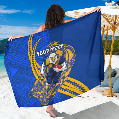 Personalized West Coast Eagles Sarong Polynesian Tribal Eagle Mascot With Hibiscus Floral Art