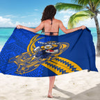 Personalized West Coast Eagles Sarong Polynesian Tribal Eagle Mascot With Hibiscus Floral Art