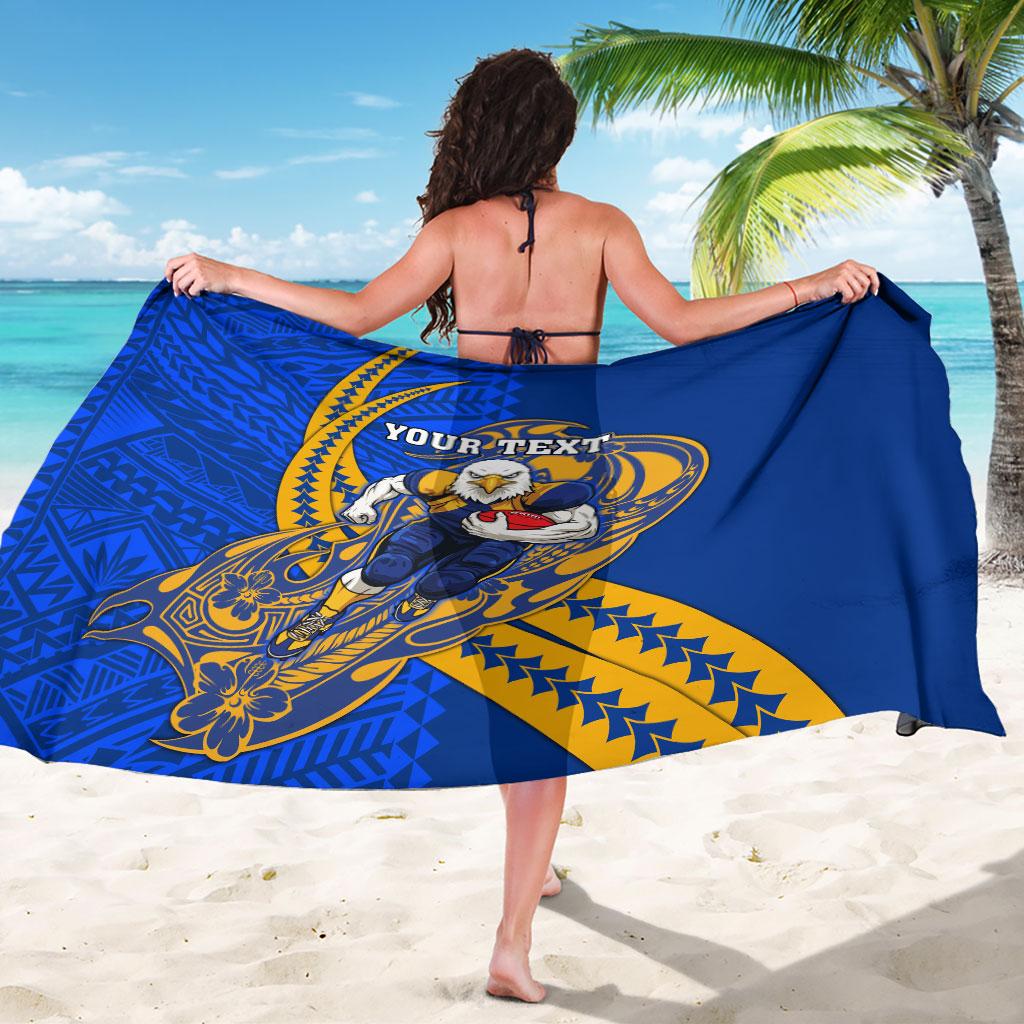Personalized West Coast Eagles Sarong Polynesian Tribal Eagle Mascot With Hibiscus Floral Art