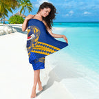 Personalized West Coast Eagles Sarong Polynesian Tribal Eagle Mascot With Hibiscus Floral Art