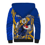 Personalized West Coast Eagles Sherpa Hoodie Polynesian Tribal Eagle Mascot With Hibiscus Floral Art