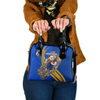 Personalized West Coast Eagles Shoulder Handbag Polynesian Tribal Eagle Mascot With Hibiscus Floral Art