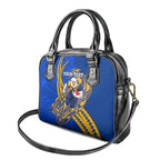 Personalized West Coast Eagles Shoulder Handbag Polynesian Tribal Eagle Mascot With Hibiscus Floral Art