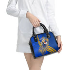 Personalized West Coast Eagles Shoulder Handbag Polynesian Tribal Eagle Mascot With Hibiscus Floral Art