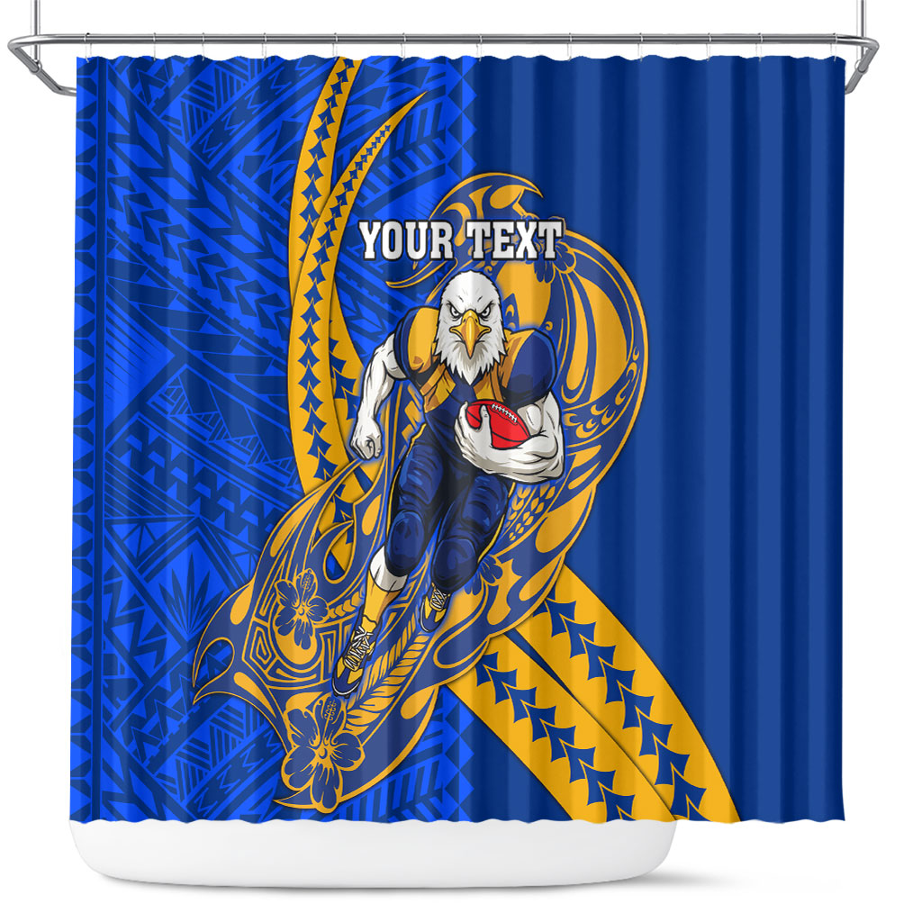 Personalized West Coast Eagles Shower Curtain Polynesian Tribal Eagle Mascot With Hibiscus Floral Art