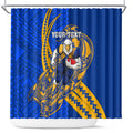 Personalized West Coast Eagles Shower Curtain Polynesian Tribal Eagle Mascot With Hibiscus Floral Art