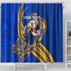 Personalized West Coast Eagles Shower Curtain Polynesian Tribal Eagle Mascot With Hibiscus Floral Art