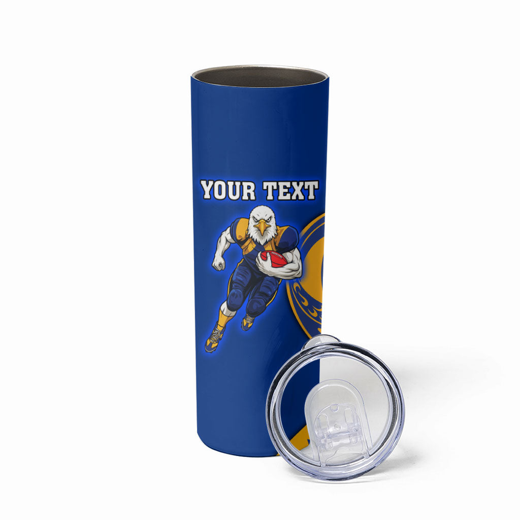 Personalized West Coast Eagles Skinny Tumbler Polynesian Tribal Eagle Mascot With Hibiscus Floral Art
