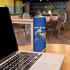 Personalized West Coast Eagles Skinny Tumbler Polynesian Tribal Eagle Mascot With Hibiscus Floral Art