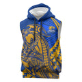 Personalized West Coast Eagles Sleeveless Hoodie Polynesian Tribal Eagle Mascot With Hibiscus Floral Art