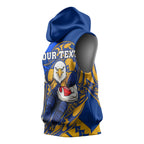 Personalized West Coast Eagles Sleeveless Hoodie Polynesian Tribal Eagle Mascot With Hibiscus Floral Art