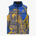 Personalized West Coast Eagles Sleeveless Puffer Jacket Polynesian Tribal Eagle Mascot With Hibiscus Floral Art