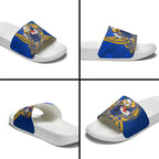 Personalized West Coast Eagles Slide Sandals Polynesian Tribal Eagle Mascot With Hibiscus Floral Art