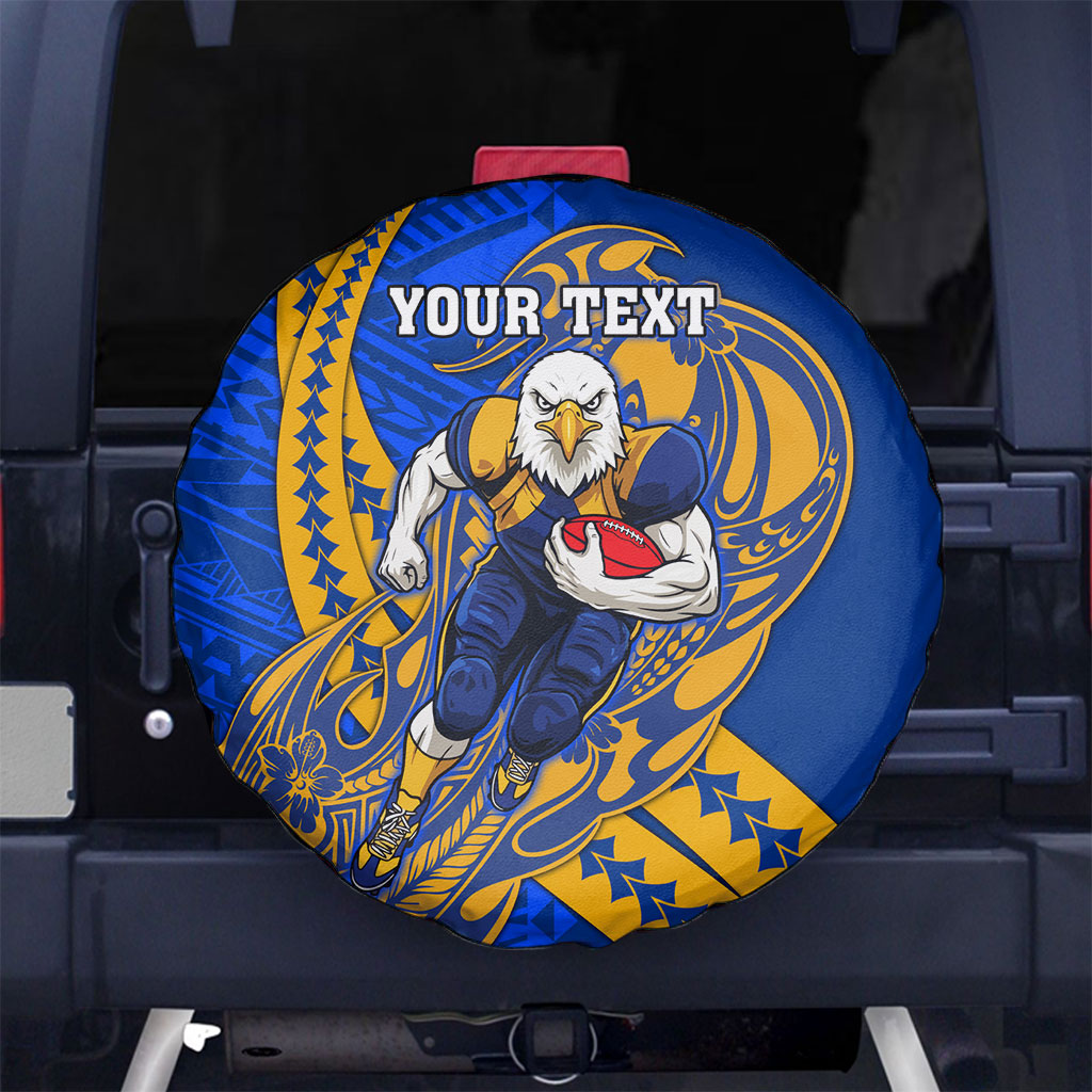 Personalized West Coast Eagles Spare Tire Cover Polynesian Tribal Eagle Mascot With Hibiscus Floral Art