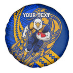Personalized West Coast Eagles Spare Tire Cover Polynesian Tribal Eagle Mascot With Hibiscus Floral Art
