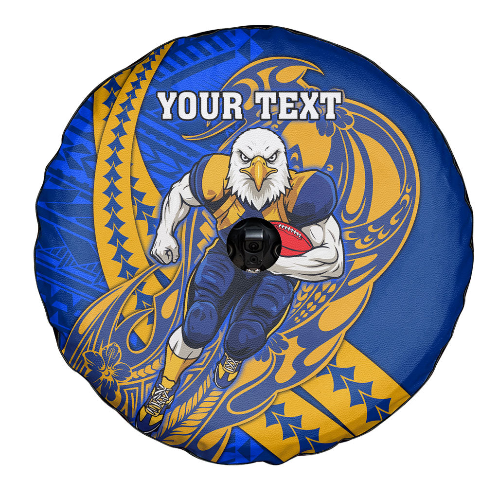Personalized West Coast Eagles Spare Tire Cover Polynesian Tribal Eagle Mascot With Hibiscus Floral Art