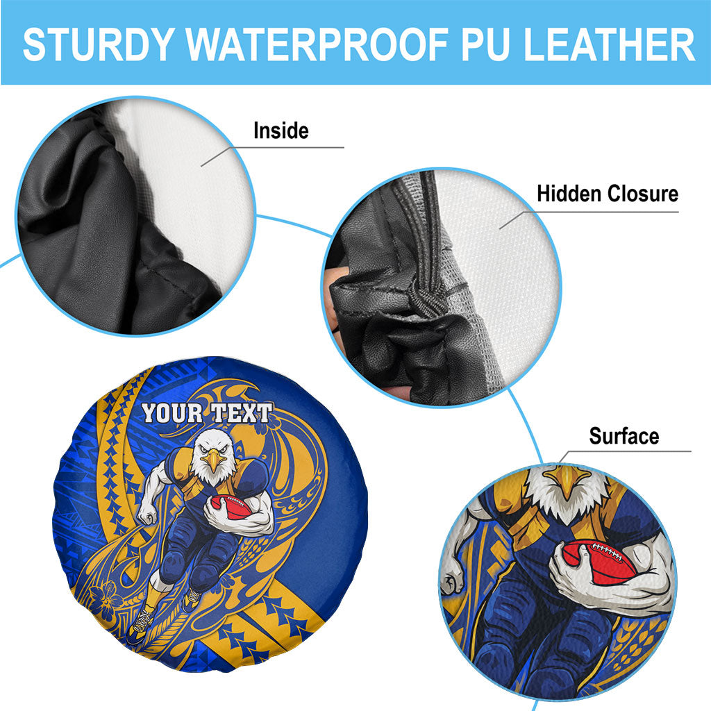 Personalized West Coast Eagles Spare Tire Cover Polynesian Tribal Eagle Mascot With Hibiscus Floral Art