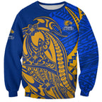 Personalized West Coast Eagles Sweatshirt Polynesian Tribal Eagle Mascot With Hibiscus Floral Art