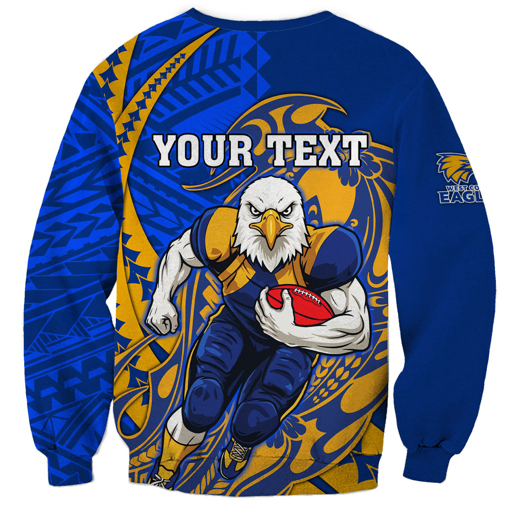 Personalized West Coast Eagles Sweatshirt Polynesian Tribal Eagle Mascot With Hibiscus Floral Art