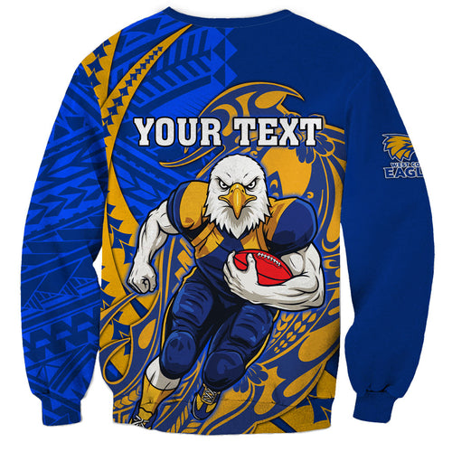Personalized West Coast Eagles Sweatshirt Polynesian Tribal Eagle Mascot With Hibiscus Floral Art