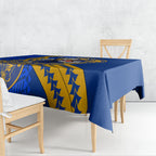 Personalized West Coast Eagles Tablecloth Polynesian Tribal Eagle Mascot With Hibiscus Floral Art