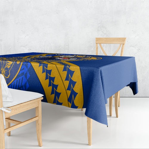 Personalized West Coast Eagles Tablecloth Polynesian Tribal Eagle Mascot With Hibiscus Floral Art