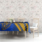 Personalized West Coast Eagles Tablecloth Polynesian Tribal Eagle Mascot With Hibiscus Floral Art
