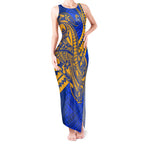 Personalized West Coast Eagles Tank Maxi Dress Polynesian Tribal Eagle Mascot With Hibiscus Floral Art