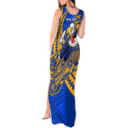 Personalized West Coast Eagles Tank Maxi Dress Polynesian Tribal Eagle Mascot With Hibiscus Floral Art