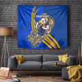 Personalized West Coast Eagles Tapestry Polynesian Tribal Eagle Mascot With Hibiscus Floral Art