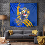 Personalized West Coast Eagles Tapestry Polynesian Tribal Eagle Mascot With Hibiscus Floral Art
