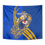 Personalized West Coast Eagles Tapestry Polynesian Tribal Eagle Mascot With Hibiscus Floral Art