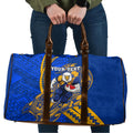 Personalized West Coast Eagles Travel Bag Polynesian Tribal Eagle Mascot With Hibiscus Floral Art
