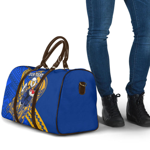 Personalized West Coast Eagles Travel Bag Polynesian Tribal Eagle Mascot With Hibiscus Floral Art