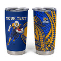 Personalized West Coast Eagles Tumbler Cup Polynesian Tribal Eagle Mascot With Hibiscus Floral Art