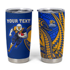 Personalized West Coast Eagles Tumbler Cup Polynesian Tribal Eagle Mascot With Hibiscus Floral Art