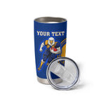 Personalized West Coast Eagles Tumbler Cup Polynesian Tribal Eagle Mascot With Hibiscus Floral Art