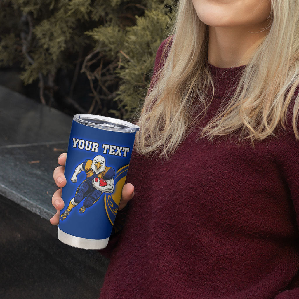 Personalized West Coast Eagles Tumbler Cup Polynesian Tribal Eagle Mascot With Hibiscus Floral Art