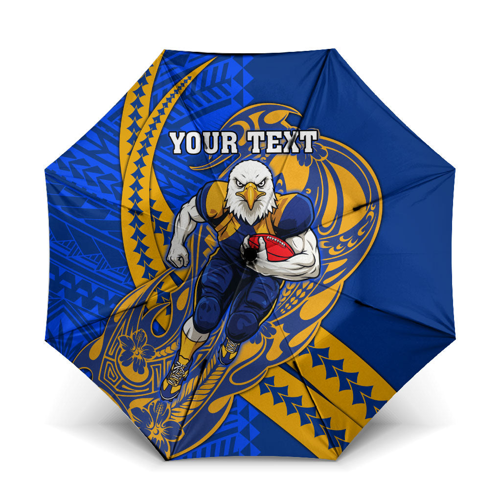 Personalized West Coast Eagles Umbrella Polynesian Tribal Eagle Mascot With Hibiscus Floral Art