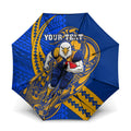 Personalized West Coast Eagles Umbrella Polynesian Tribal Eagle Mascot With Hibiscus Floral Art