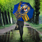 Personalized West Coast Eagles Umbrella Polynesian Tribal Eagle Mascot With Hibiscus Floral Art