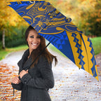 Personalized West Coast Eagles Umbrella Polynesian Tribal Eagle Mascot With Hibiscus Floral Art