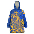 Personalized West Coast Eagles Wearable Blanket Hoodie Polynesian Tribal Eagle Mascot With Hibiscus Floral Art