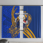 Personalized West Coast Eagles Window Curtain Polynesian Tribal Eagle Mascot With Hibiscus Floral Art