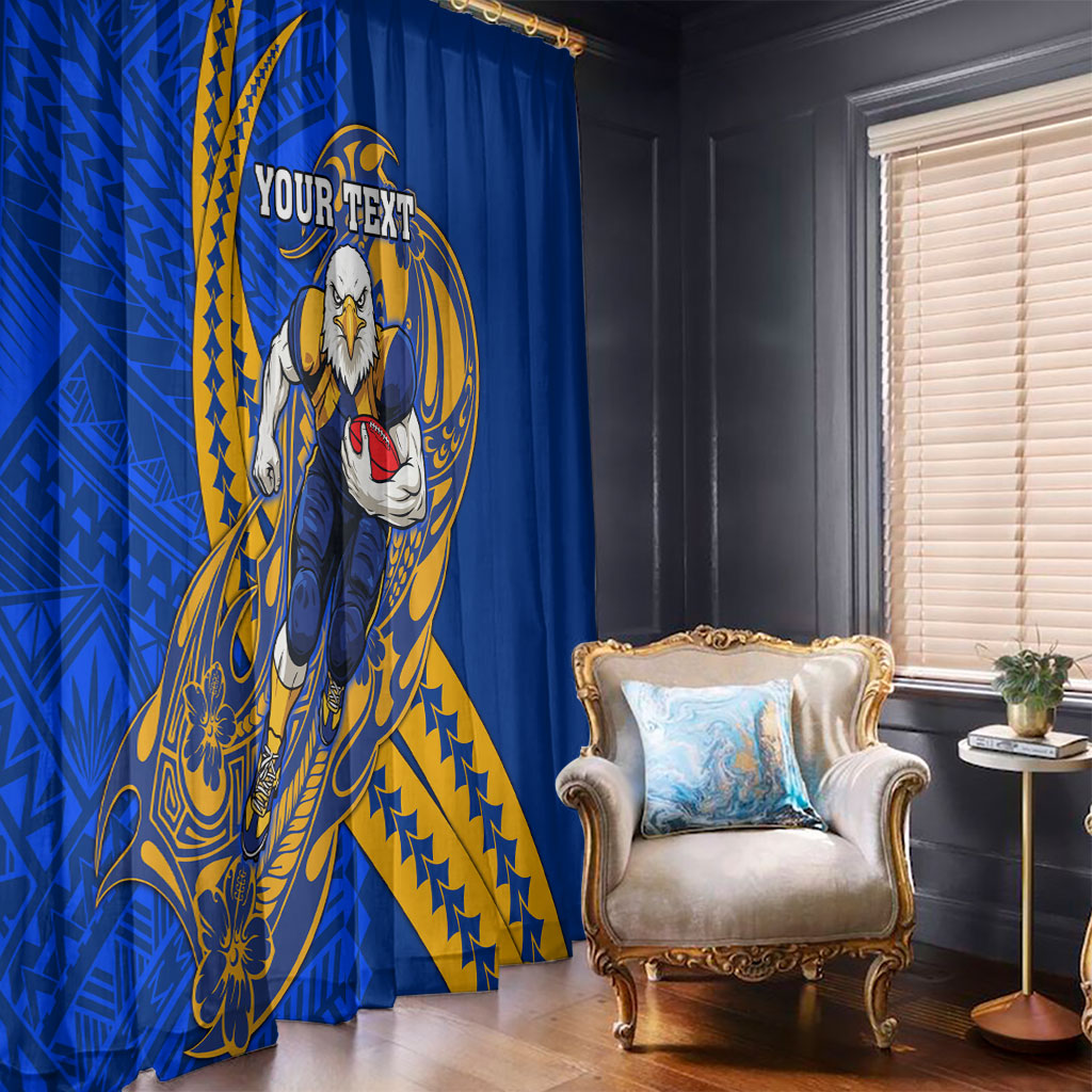 Personalized West Coast Eagles Window Curtain Polynesian Tribal Eagle Mascot With Hibiscus Floral Art