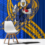 Personalized West Coast Eagles Window Curtain Polynesian Tribal Eagle Mascot With Hibiscus Floral Art