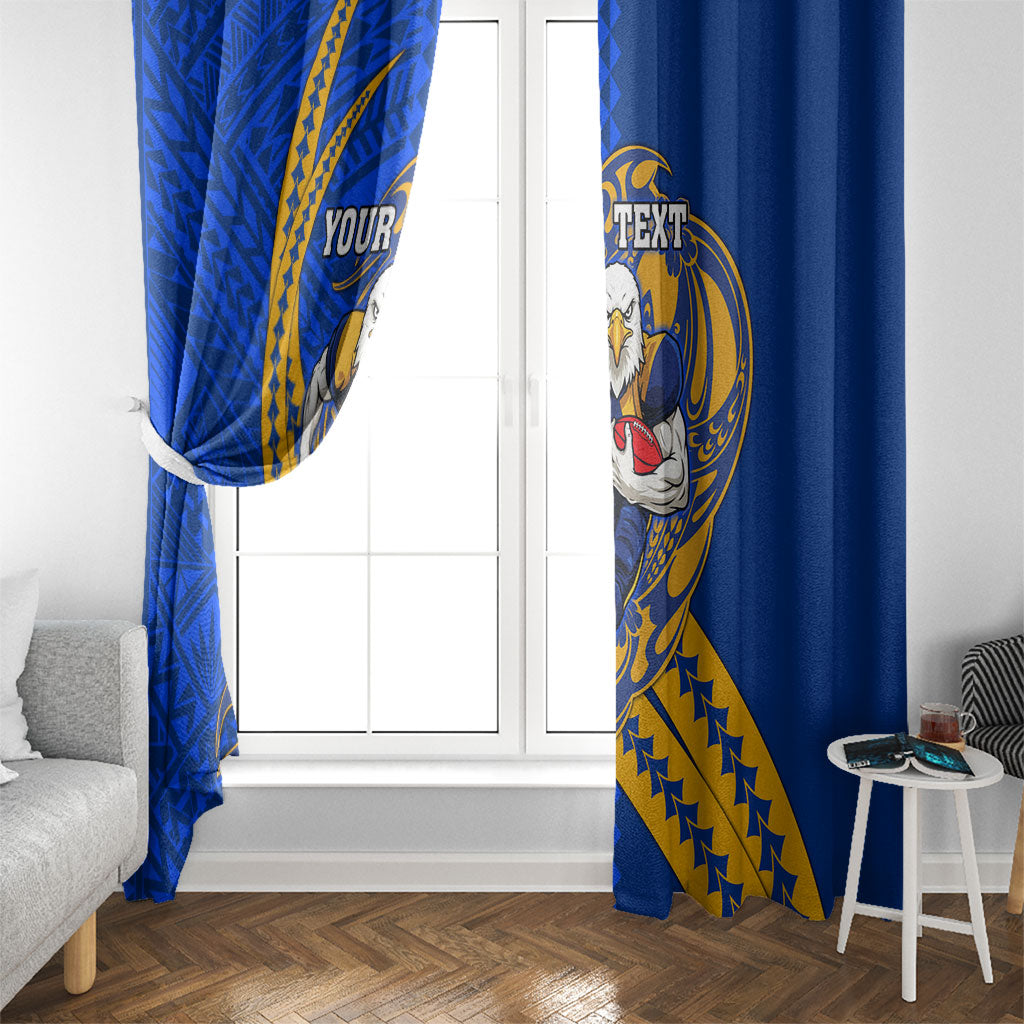 Personalized West Coast Eagles Window Curtain Polynesian Tribal Eagle Mascot With Hibiscus Floral Art