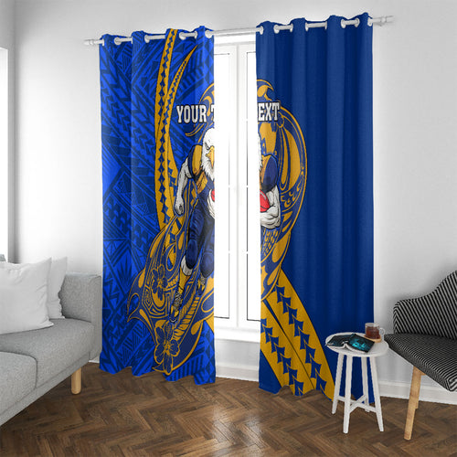 Personalized West Coast Eagles Window Curtain Polynesian Tribal Eagle Mascot With Hibiscus Floral Art