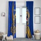 Personalized West Coast Eagles Window Curtain Polynesian Tribal Eagle Mascot With Hibiscus Floral Art